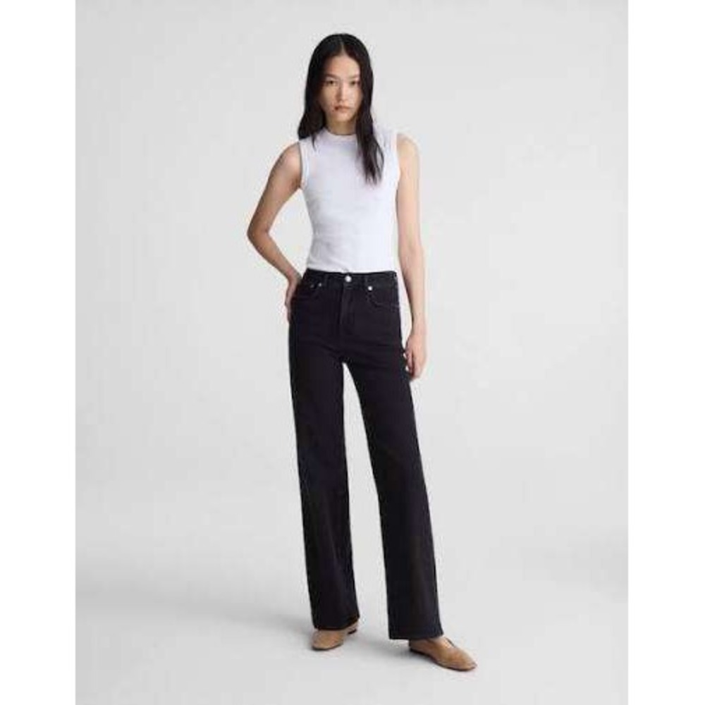 Madewell The Wide Leg Jean Super Stretch Denim 25 Black Forest Full Length NW262